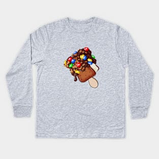 Chocolate Dipped Ice Cream Sandwich with Candies and Nuts Kids Long Sleeve T-Shirt